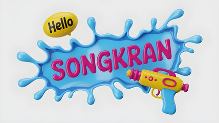 Colorful Songkran Festival Water Gun Logo