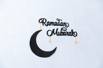 Ramadan Mubarak Celebration with Crescent and Tassels