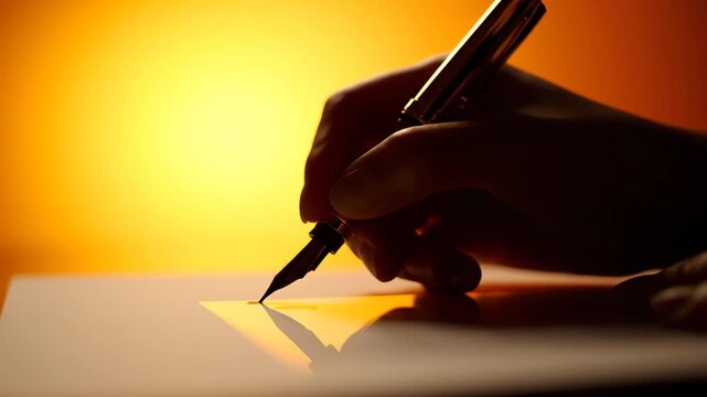 Hand writing with fountain pen