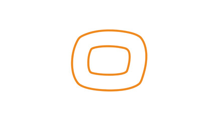Orange outline of the letter O on a white background.