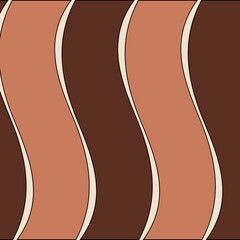 Abstract Wavy Stripe Pattern in Earthy Brown and Terracotta &ndash; Retro Seamless Background Design