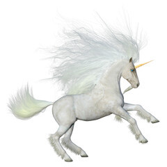 3D Rendering Fairy Tale White Unicorn on White