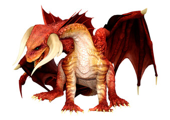 3D Rendering Fairy Tale Dragon on White