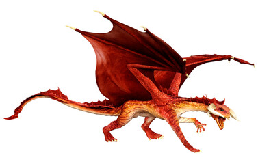 3D Rendering Fairy Tale Dragon on White