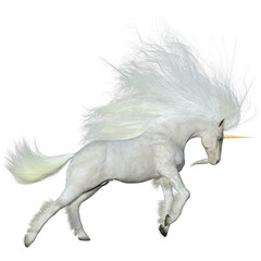 3D Rendering Fairy Tale White Unicorn on White