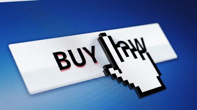 Computer screen showing buy button with cursor