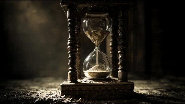 Dramatic Hourglass Sand Timer Concept Of Passing Time
