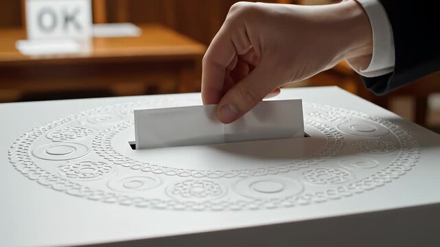 White ballot box in voting area