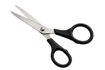 Sharp black scissors tool isolated on transparent background