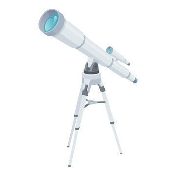 Vector illustration of astronomical telescope with tripod for observing stars day and night.