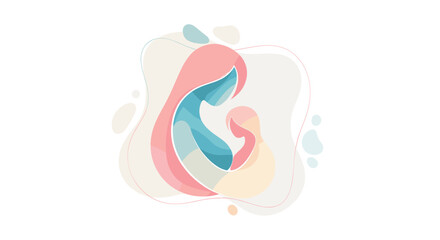 Obraz premium An ethereal and abstract illustration featuring a mother embracing her child rendered with flowing lines and smooth gradient colors beautifully conveying the dynamic and tender, Generative AI.