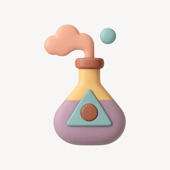 Colorful cartoon chemistry flask illustration.