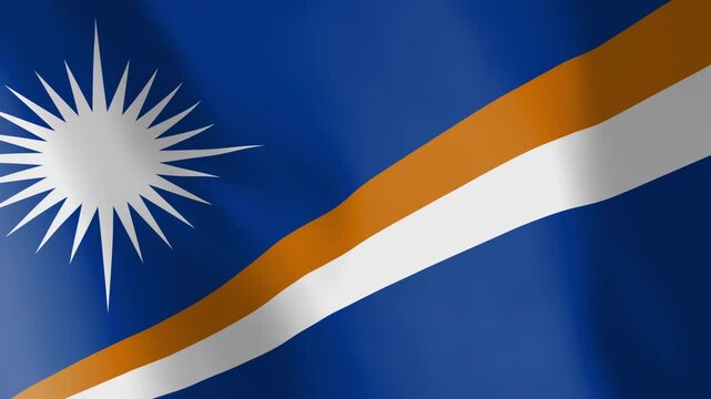 Flag of the Marshall Islands animated background. Symbol of the Marshallese nation and the culture. Waving flag in the wind footage. Looping video of the national flag.
