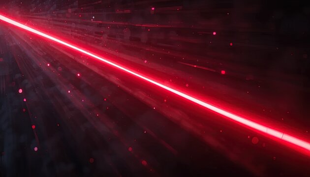 Vibrant red light streaks across dark background with dynamic sparks