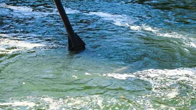 The driver digs the ground with a dredger