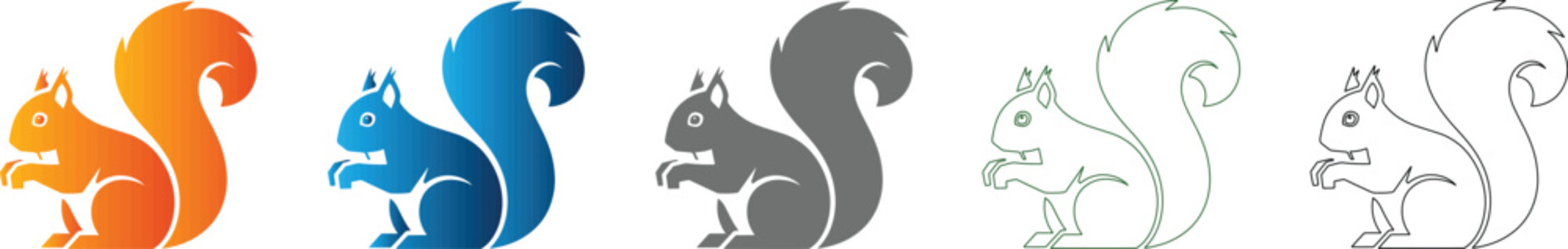 Squirrel Icon Set Vector Illustration