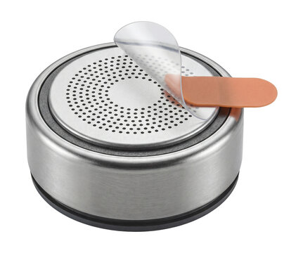 Miniature zinc-air battery with perforated seal.