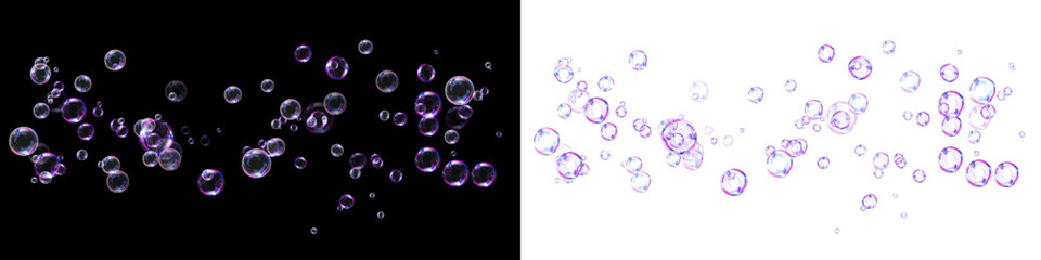 Soft Floating Foam Bubbles with Realistic Glass Effect PNG.