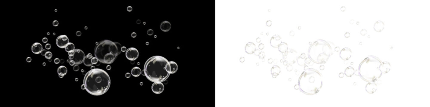 Soft Floating Foam Bubbles with Realistic Glass Effect PNG.