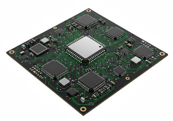 Close-up of a modern computer circuit board with microchips