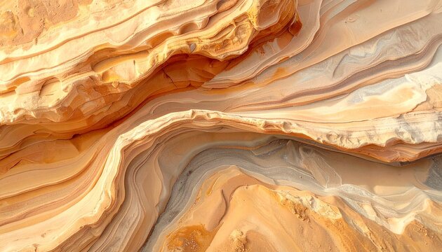 Ethereal Sandstone Formations: Abstract natural beauty unfolds in undulating layers of sandstone, showcasing intricate patterns and warm earthy tones, creating a mesmerizing visual texture.