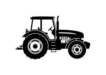 Obraz premium Black and White Tractor Vector Illustration