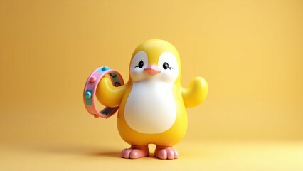 Fototapeta premium Yellow cartoon penguin hug