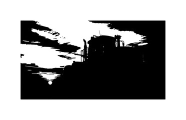 Obraz premium Silhouette of City Skyline at Sunset