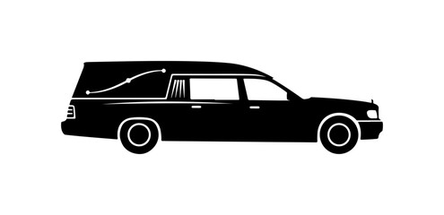 Fototapeta premium Black Funeral Hearse Vehicle Silhouette