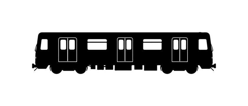 Modern Black Subway Train Silhouette Vector Art