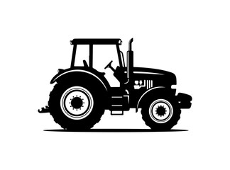 Obraz premium Black and White Tractor Vector Illustration