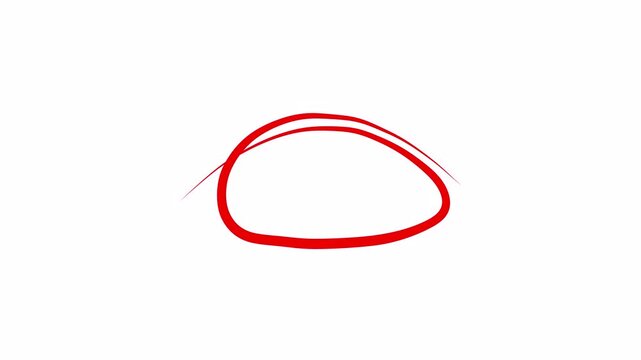 scribble marker red oval Hand-drawn   4k video transparent background