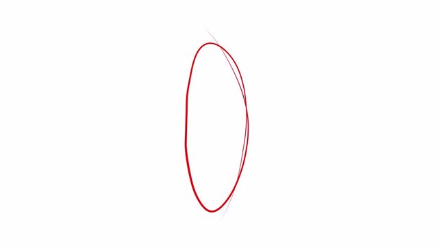 scribble marker vertical  red oval Hand-drawn   4k video transparent background