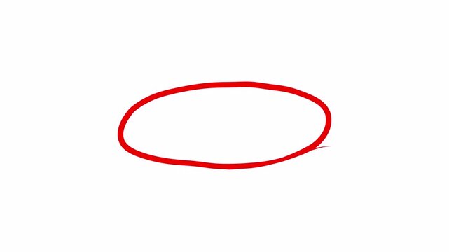 red oval Hand-drawn  scribble marker 4k video transparent background