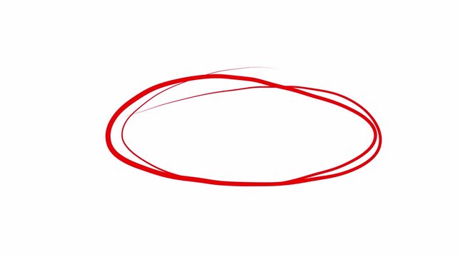 Hand-drawn red oval scribble marker 4k video transparent background