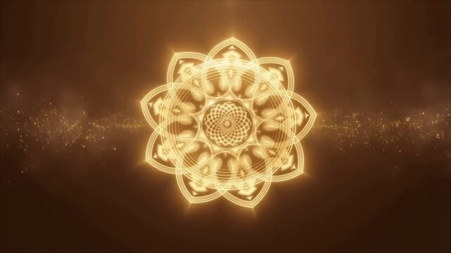 golden islamic ornament mandala on a dark background video looping