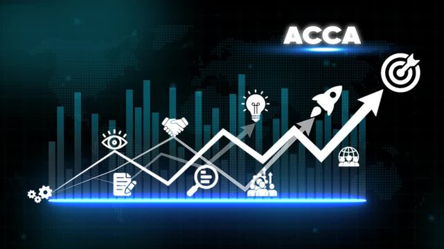 Business Growth Concept with A C A and Infographic on Dark Background ACCA finance accounting
