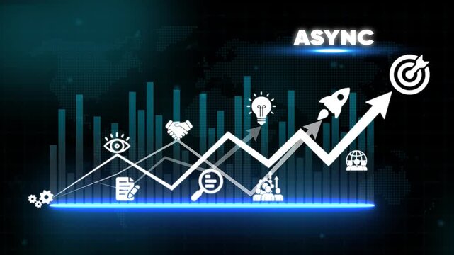 Asynchronous Business Growth Concept with Infographic and Rising Arrow target