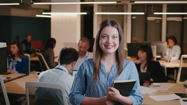 Young businesswoman smiling in a modern office