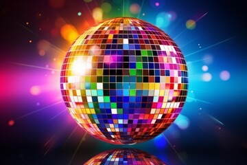 Fototapeta premium Disco ball reflecting vibrant light and creating a dynamic celebratory atmosphere