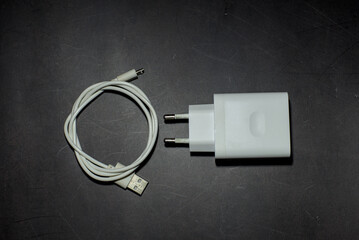 White USB power adapter and charge cable