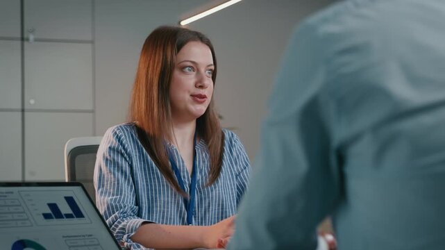 Professional businesswoman discussing company strategy