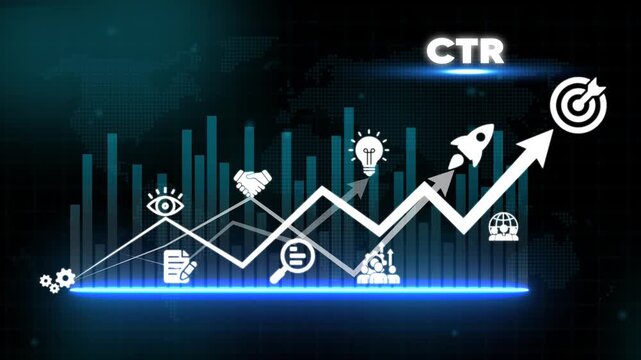 Business Growth and Marketing Strategy on Graph Background C T R chart