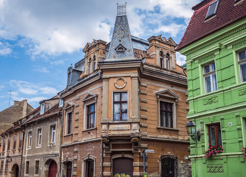 Tenements on Castelului Street in Old Town of Brasov, Romania