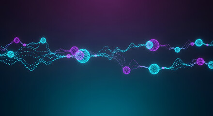 A vibrant digital illustration of a network connection with glowing nodes