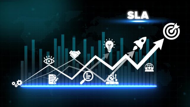 Business Growth Concept with S L A Service Level Agreement and Graphs growth chart
