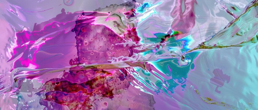 Colorful abstract pattern iridescent metallic color paint gloss ink gradient mix