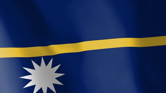 Flag of Nauru animated background. Symbol of the Nauruan nation and the culture. Waving flag in the wind footage. Looping video of the national flag.