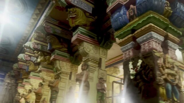 Ceiling design of a dravidian architecture inside the temple