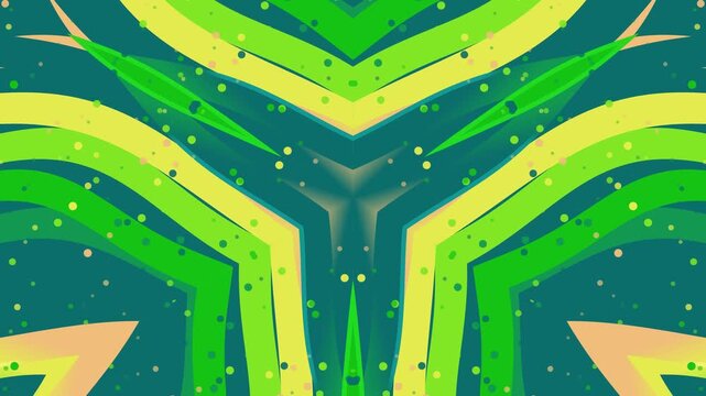 Vibrant Abstract Kaleidoscope Pattern Green Yellow Background Flowing Dots